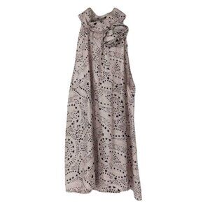 Cynthia Rowley Silk  high halter neck sleeveless geometric print blouse roses